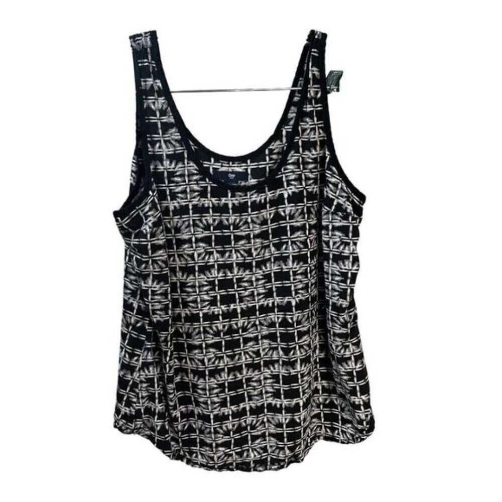 Black & White Abstract Print‎ Sleeveless Tank Top By Gap